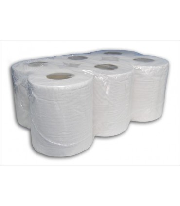 PAPEL SECAMANOS DOBLE CAPA 100% CELULOSA CON PRECORTE 1,2KG LARGO 160M (PAQ. 6 ROLLOS)